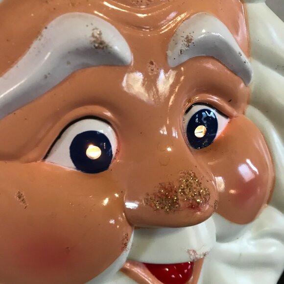 Hanging Christmas Santa Claus Face Vintage Tony USA Plastic Blinking Eyes 9.5" - Picture 2 of 5